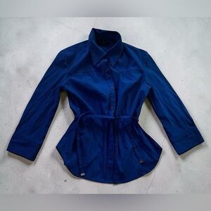 Express Y2K Era Belted Button Up Stretch Top Size 3/4